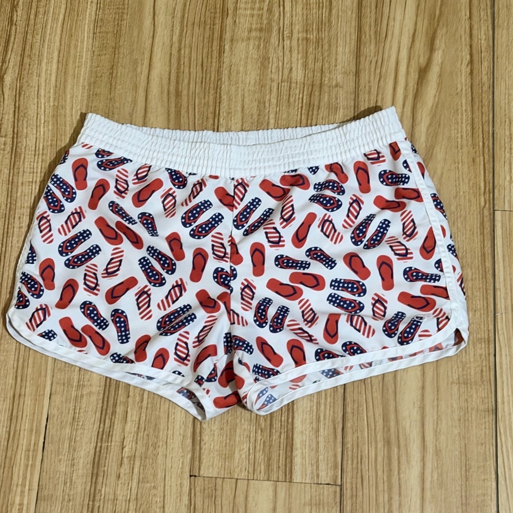OP Girls Red and Blue Flip-Flop Print Shorts - Picture 2 of 5